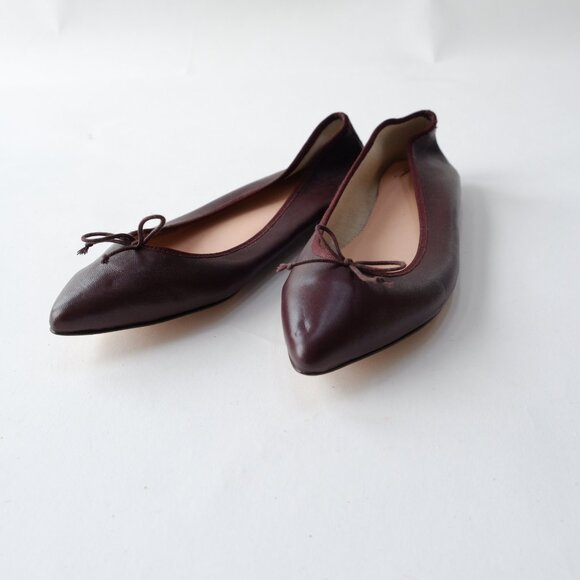 NEW J CREW Gemma Bow Ballet Flats Leather Shoes size 6.5 Burgundy - Picture 2 of 5